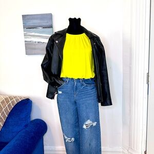 Gap Vegan Leather bomber jacket in black size S